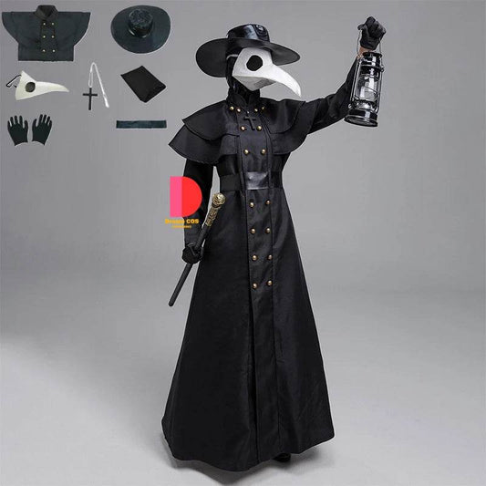Premium Medieval Plague Doctor Costume Hooded Robe Unisex - ToylandEU