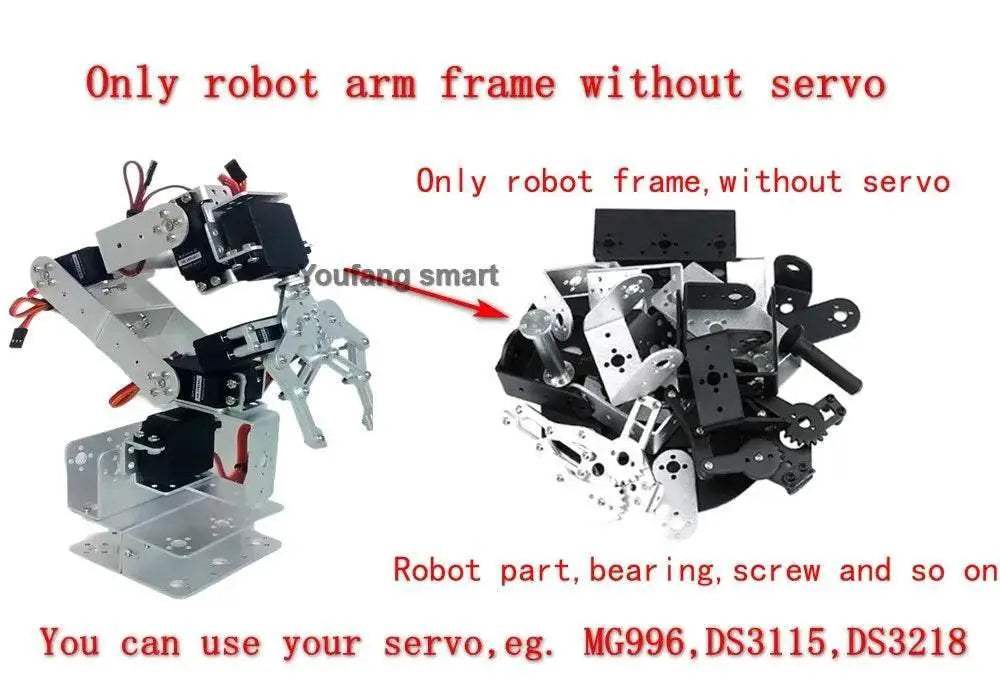 Premium Metal Alloy Robot Arm Kit with Programmable Claw for Educational Robotics and DIY Projects - ToylandEU