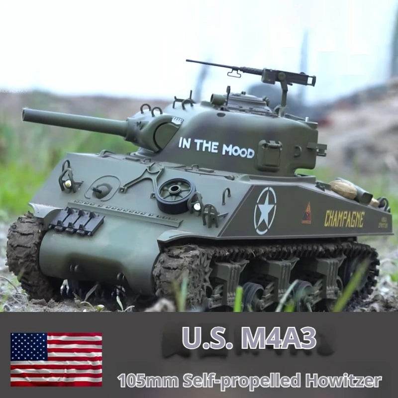 Premium Metal RC Tank M4A3 1to16 Battle Simulation for Fans - ToylandEU