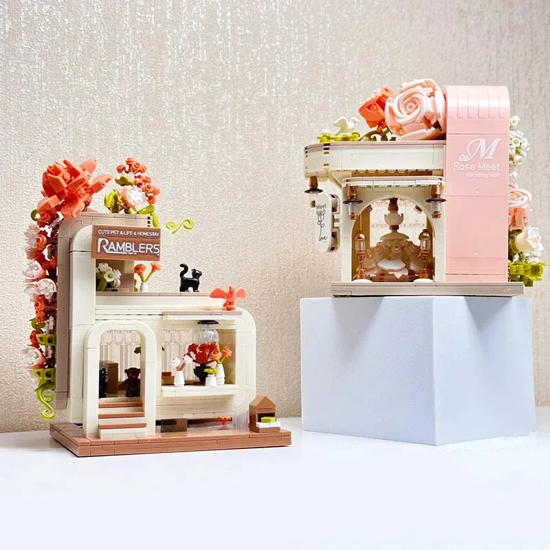 Premium Micro Building Blocks Set Eternal Flower Street Tea Shop Scene For Home Decor And Hospitality Enthusiasts - ToylandEU