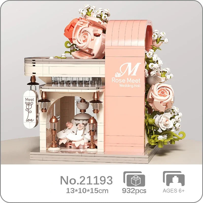 Premium Micro Building Blocks Set Eternal Flower Street Tea Shop Scene For Home Decor And Hospitality Enthusiasts - ToylandEU
