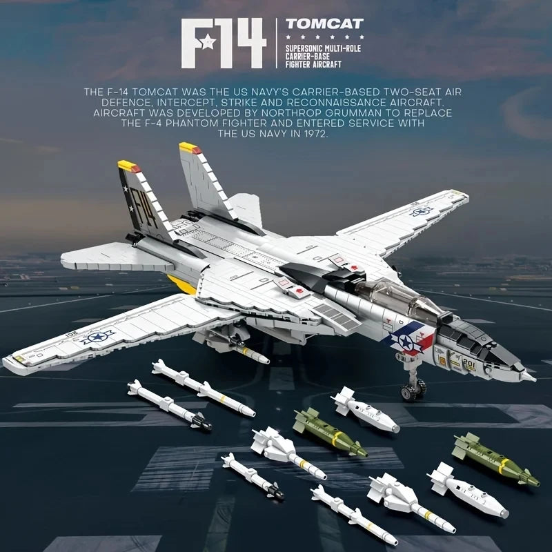 Premium Military Building Blocks F14 Tomcat Carrier Base Model 1600Pcs For Kids And Adults - ToylandEU