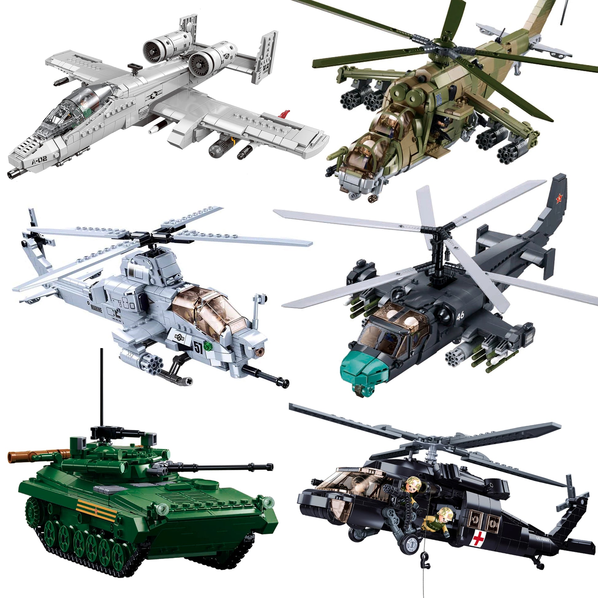Premium Military Building Blocks Lego Compatible Ka 52 Mi 24 Stryker Helicopters Set For Kids - ToylandEU