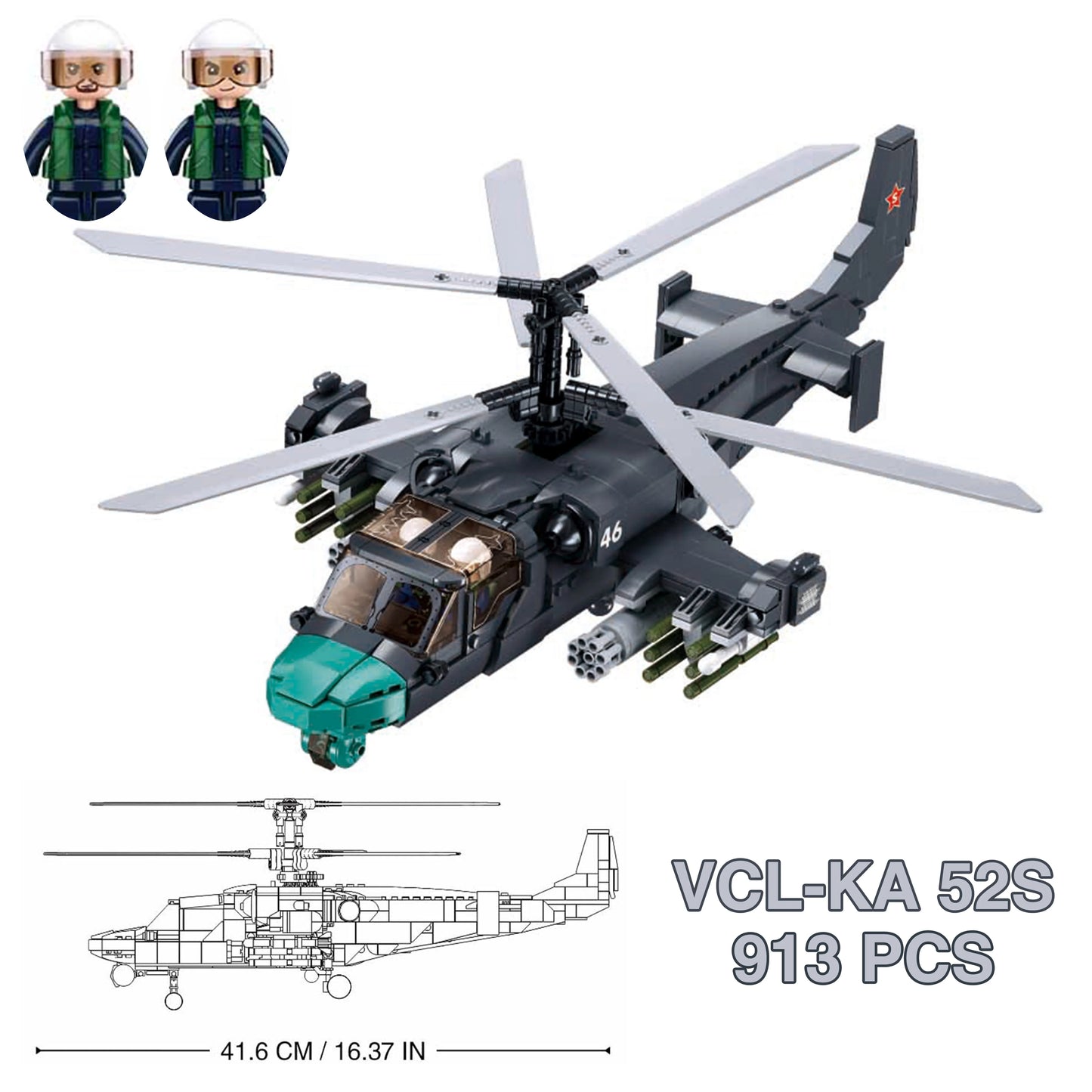 Premium Military Building Blocks Lego Compatible Ka 52 Mi 24 Stryker Helicopters Set For Kids - ToylandEU