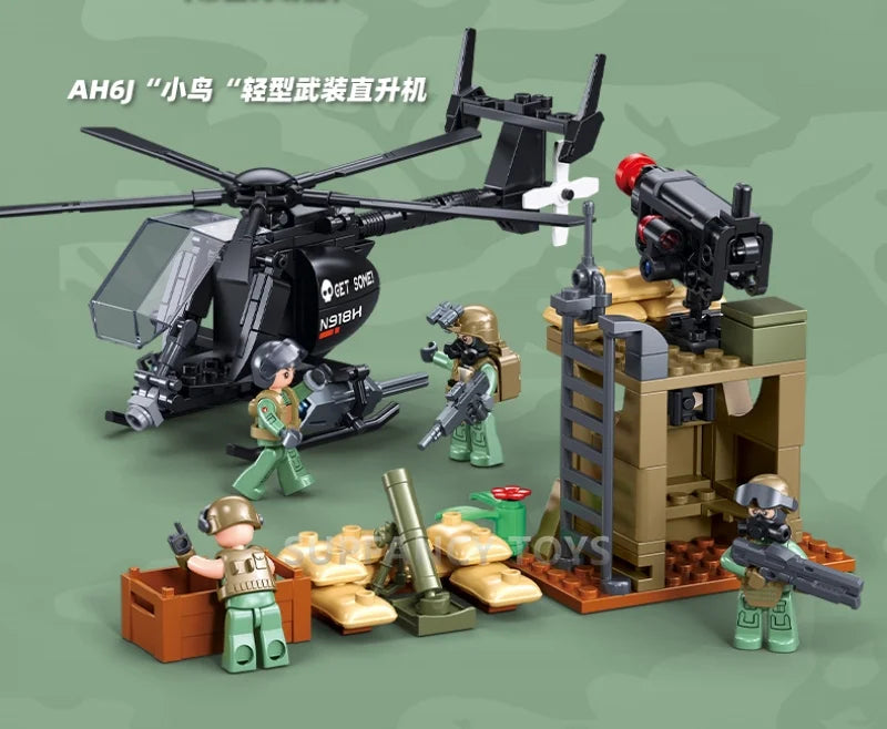 Premium Military Building Blocks Set With 744 Pieces EBRC Reconnaissance Armored Vehicle Helicopter For Teen Builders - ToylandEU