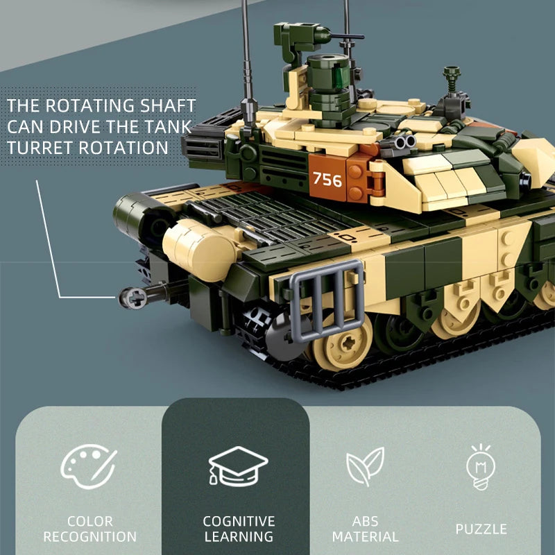 Premium Military Building Blocks Toy Set T90MS Main Battle Tank Model For Kids And Adult Collectors Gift - ToylandEU
