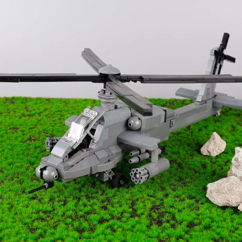 Premium Military Helicopter Building Block Set Apache AH 64 Gunship Compatible With Lego For Boys - ToylandEU