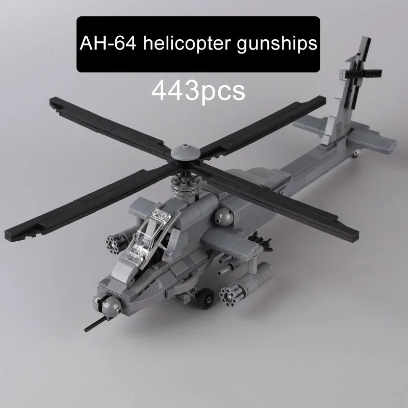 Premium Military Helicopter Building Block Set Apache AH 64 Gunship Compatible With Lego For Boys - ToylandEU