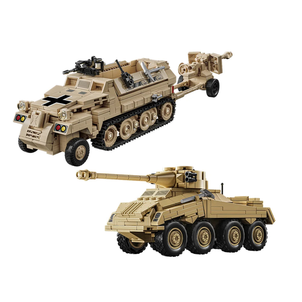 Premium Military Model Building Blocks Kit SdKfz 234 Heavy Armored Vehicle For Kids And History Enthusiasts - ToylandEU