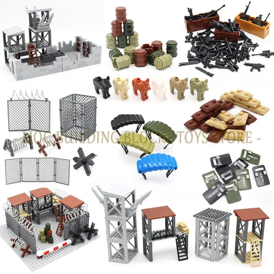 Premium Military Scene Building Set Lego Compatible With Barbed Wire Sandbags And Army Figures For Military Enthusiasts - ToylandEU