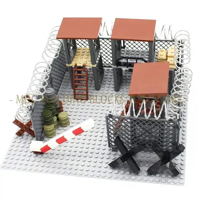Premium Military Scene Building Set Lego Compatible With Barbed Wire Sandbags And Army Figures For Military Enthusiasts - ToylandEU