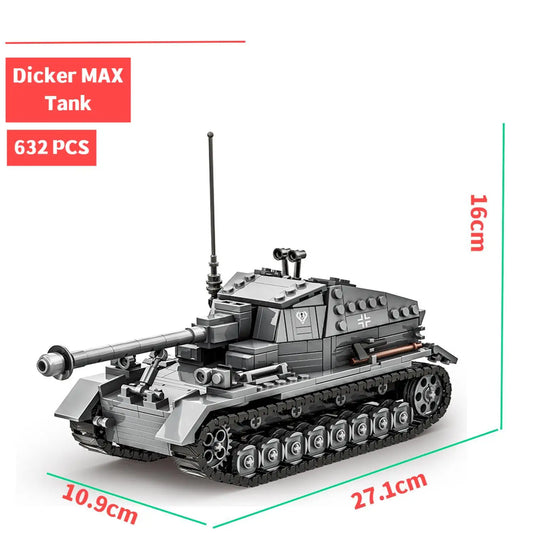Premium Military Tank Building Blocks 632 Piece MOC WW2 Dicker Max Scale Model Educational Toys For Kids - ToylandEU