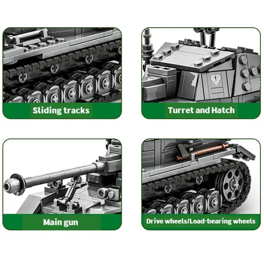 Premium Military Tank Building Blocks 632 Piece MOC WW2 Dicker Max Scale Model Educational Toys For Kids - ToylandEU