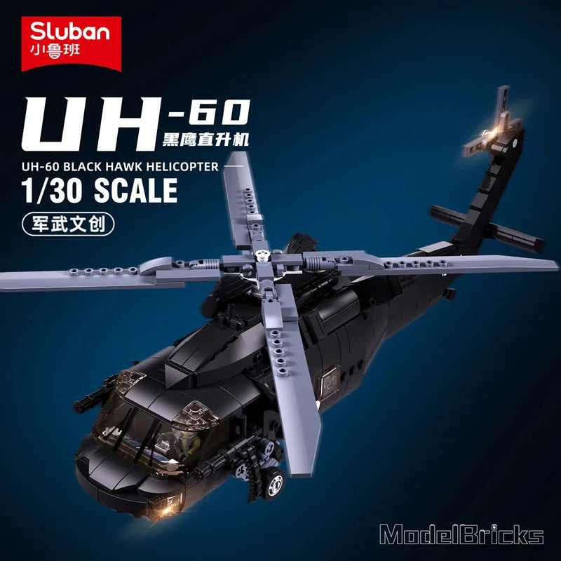 Premium Military UH60L Black Medical Rescue Helicopter Model Building Blocks 692Pcs Educational Toys For Kids - ToylandEU