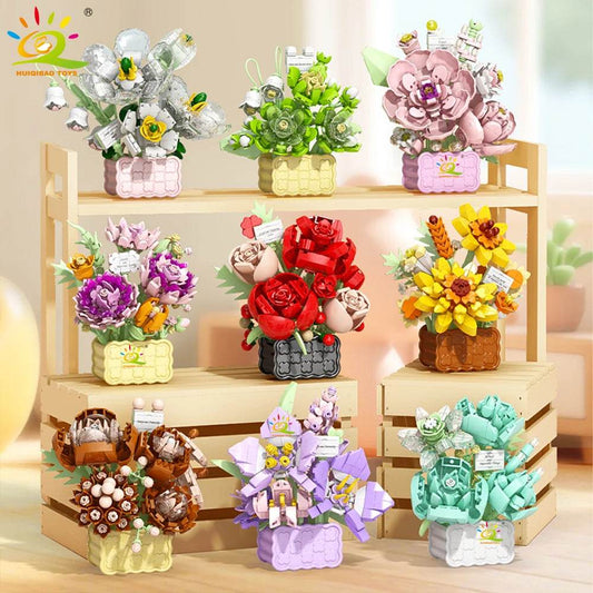 Premium Mini Building Block Set With Vase Bouquet For Kids - ToylandEU