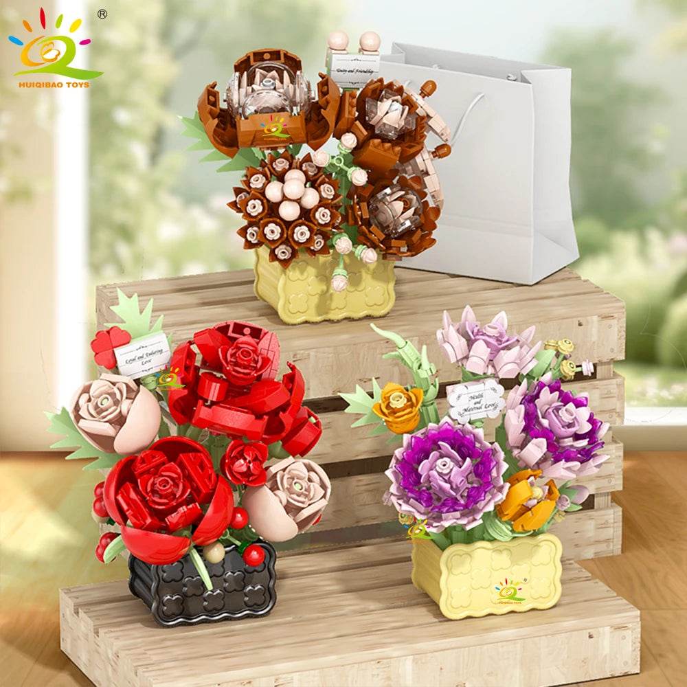 Premium Mini Building Block Set With Vase Bouquet For Kids - ToylandEU