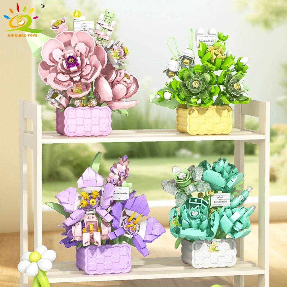 Premium Mini Building Block Set With Vase Bouquet For Kids - ToylandEU