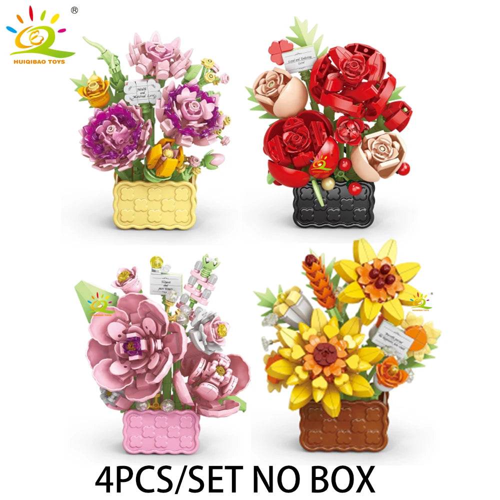 Premium Mini Building Block Set With Vase Bouquet For Kids - ToylandEU