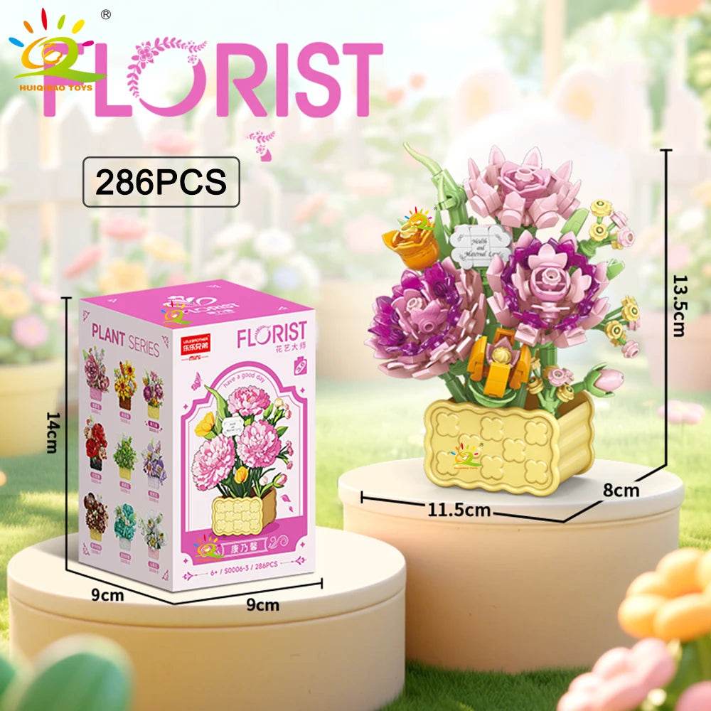 Premium Mini Building Block Set With Vase Bouquet For Kids - ToylandEU