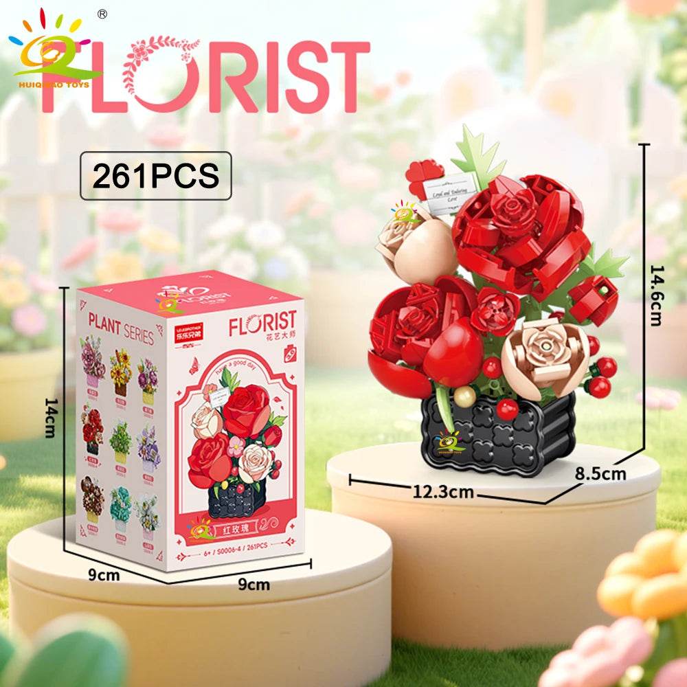 Premium Mini Building Block Set With Vase Bouquet For Kids - ToylandEU