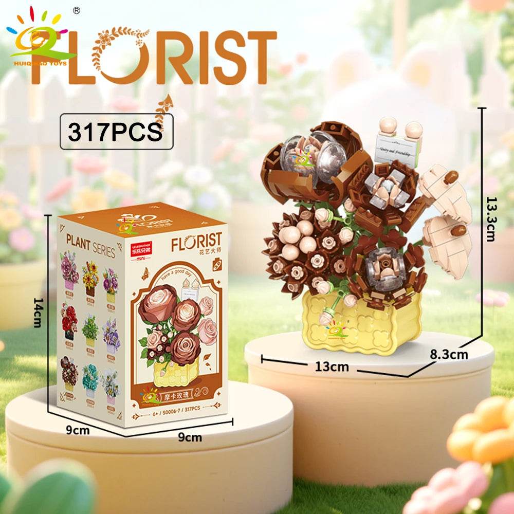 Premium Mini Building Block Set With Vase Bouquet For Kids - ToylandEU