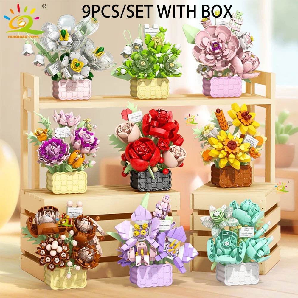 Premium Mini Building Block Set With Vase Bouquet For Kids - ToylandEU