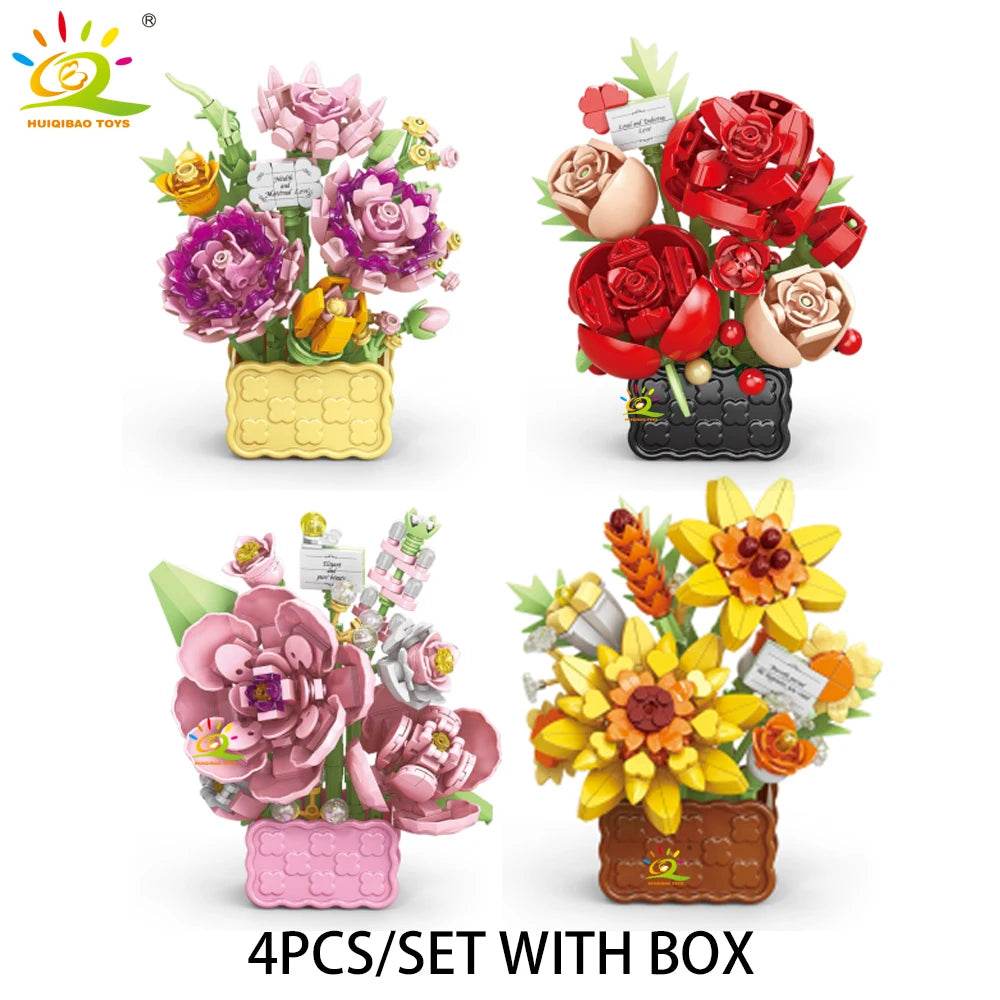 Premium Mini Building Block Set With Vase Bouquet For Kids - ToylandEU