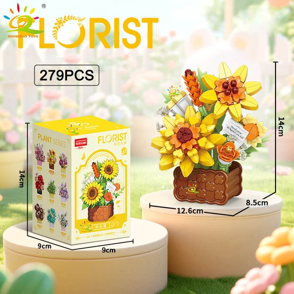 Premium Mini Building Block Set With Vase Bouquet For Kids - ToylandEU