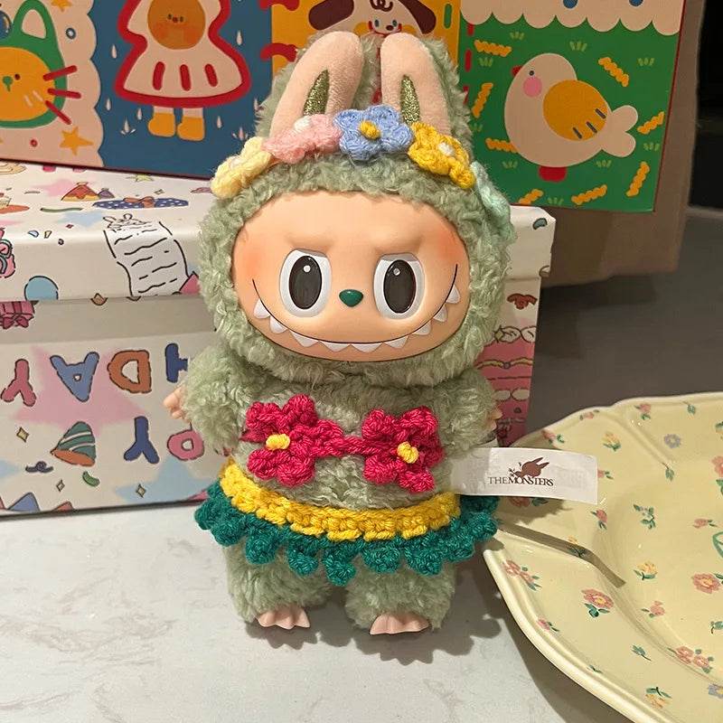 Premium Mini Plush Doll Swimsuit Set Hawaiian Style Bikini and Grass Skirt for 15 to 17 Centimeter Labubu Dolls Labubu - ToylandEU
