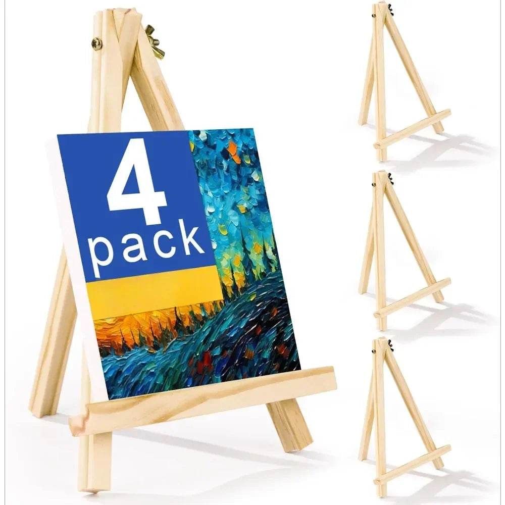 Premium Mini Wooden Easels Set of Four with Tripod Design for Artists and Craft Enthusiasts - ToylandEU