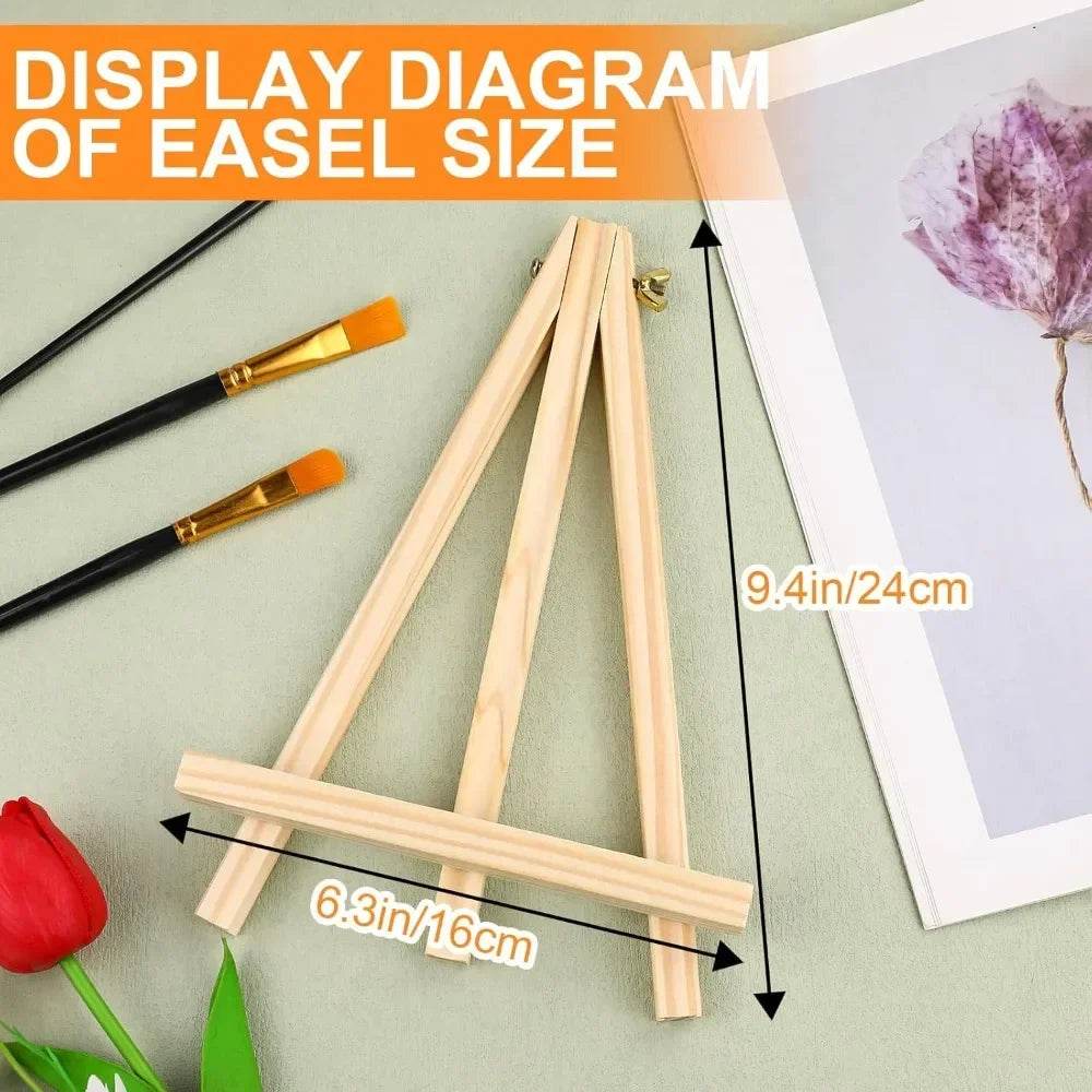 Premium Mini Wooden Easels Set of Four with Tripod Design for Artists and Craft Enthusiasts - ToylandEU