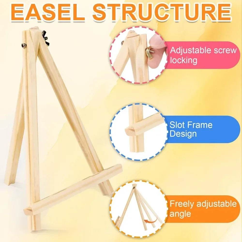 Premium Mini Wooden Easels Set of Four with Tripod Design for Artists and Craft Enthusiasts - ToylandEU