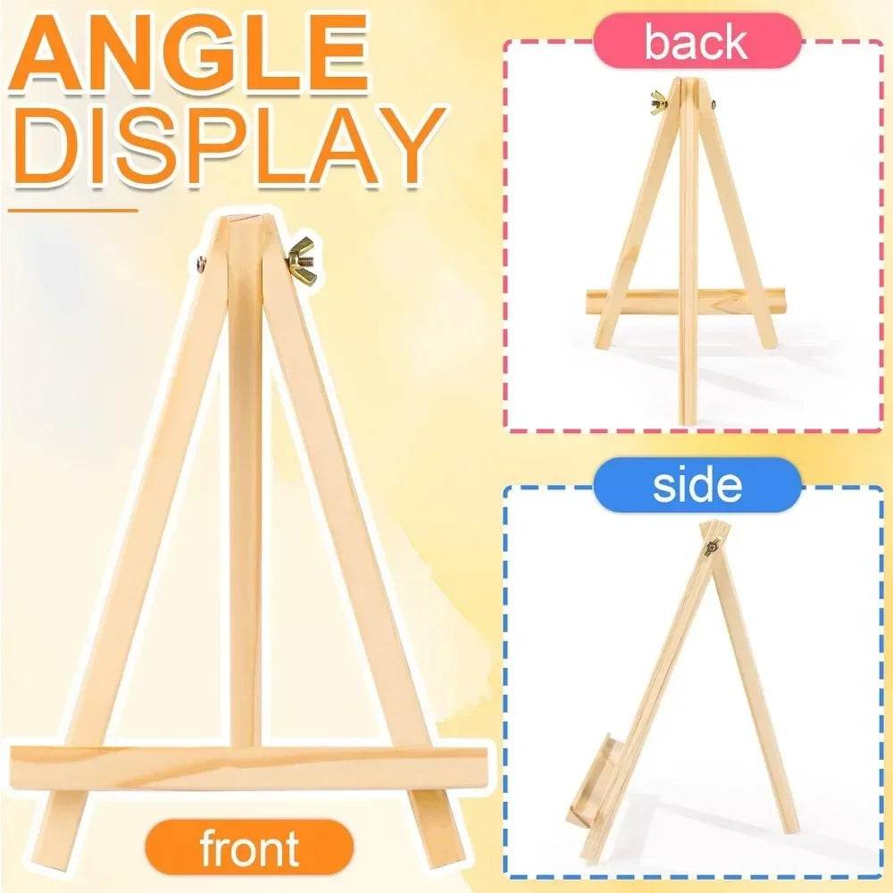 Premium Mini Wooden Easels Set of Four with Tripod Design for Artists and Craft Enthusiasts - ToylandEU
