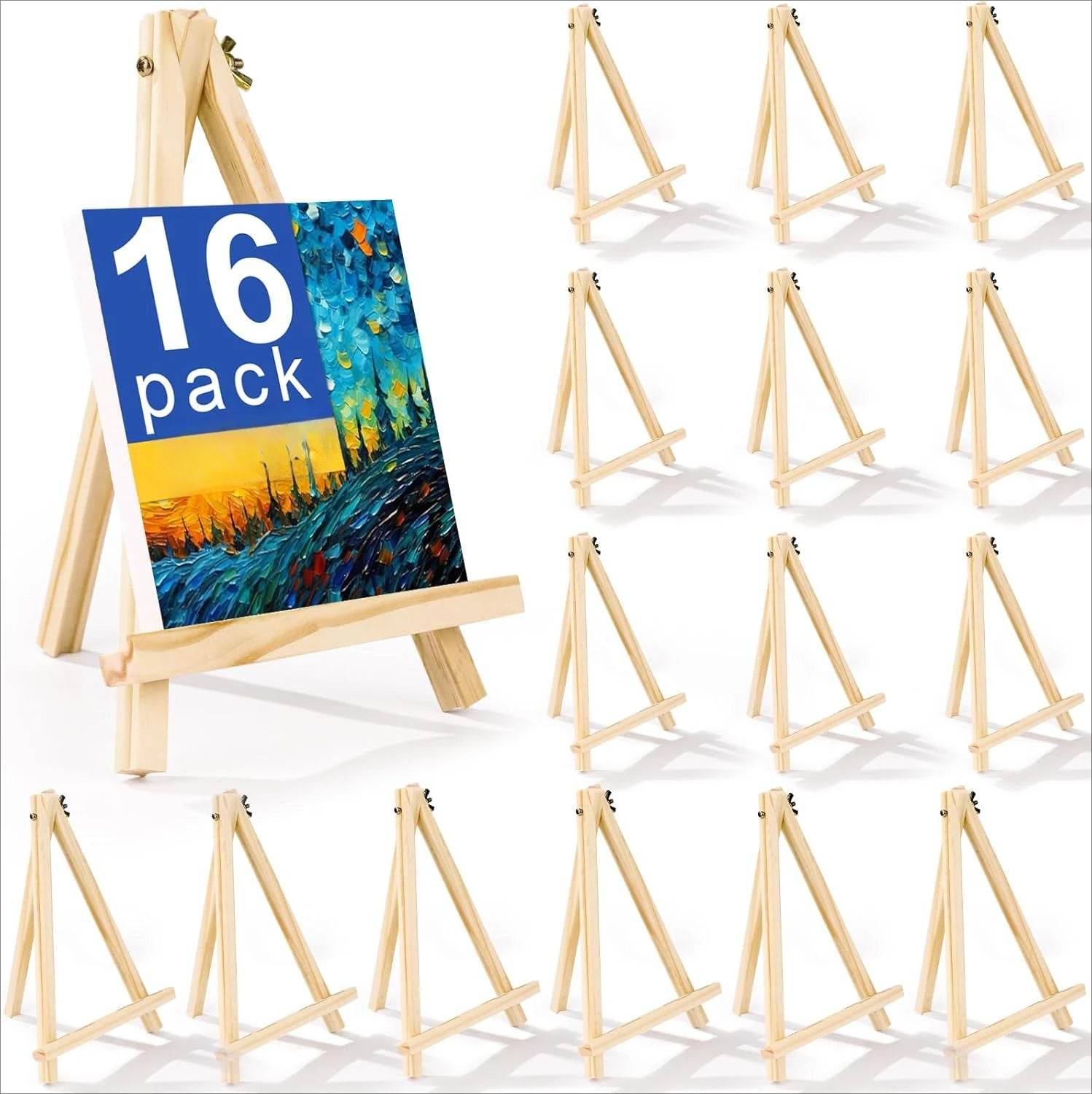 Premium Mini Wooden Easels Set of Four with Tripod Design for Artists and Craft Enthusiasts - ToylandEU