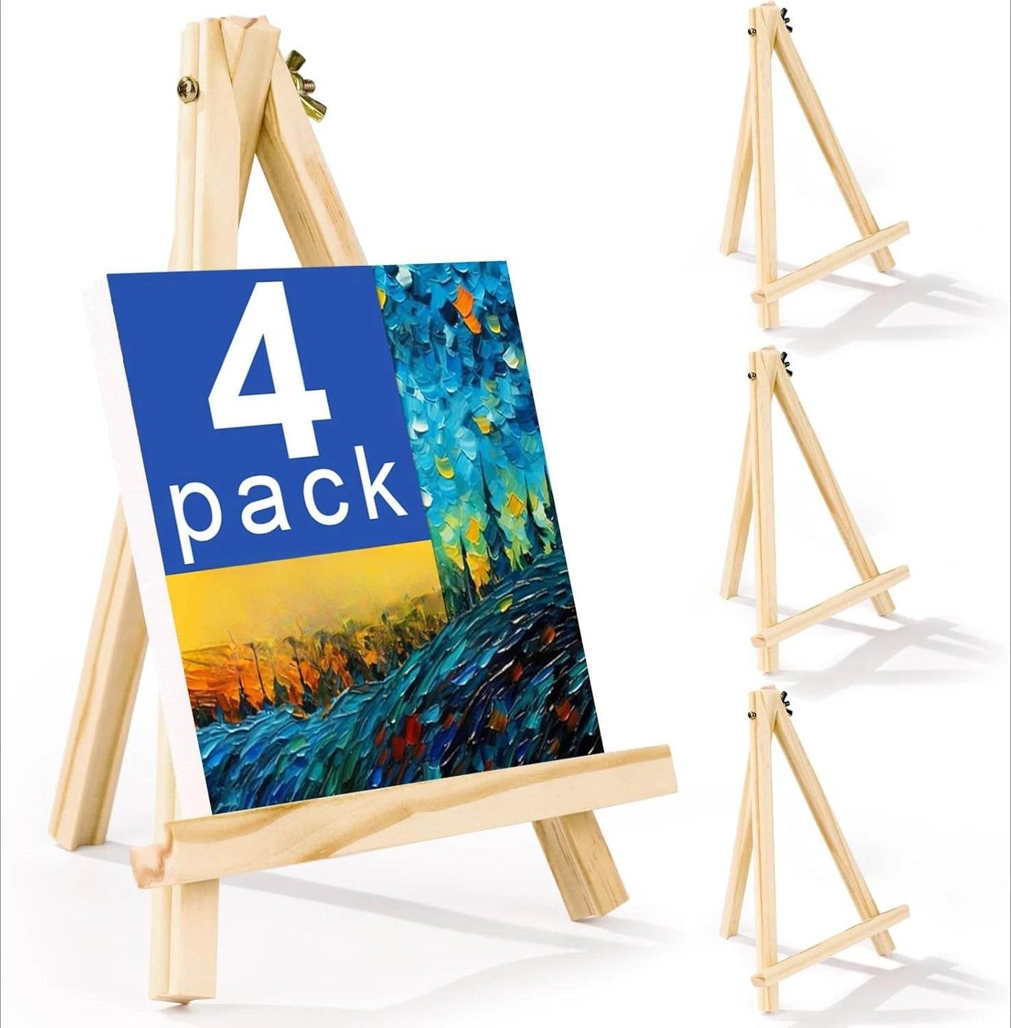 Premium Mini Wooden Easels Set of Four with Tripod Design for Artists and Craft Enthusiasts - ToylandEU