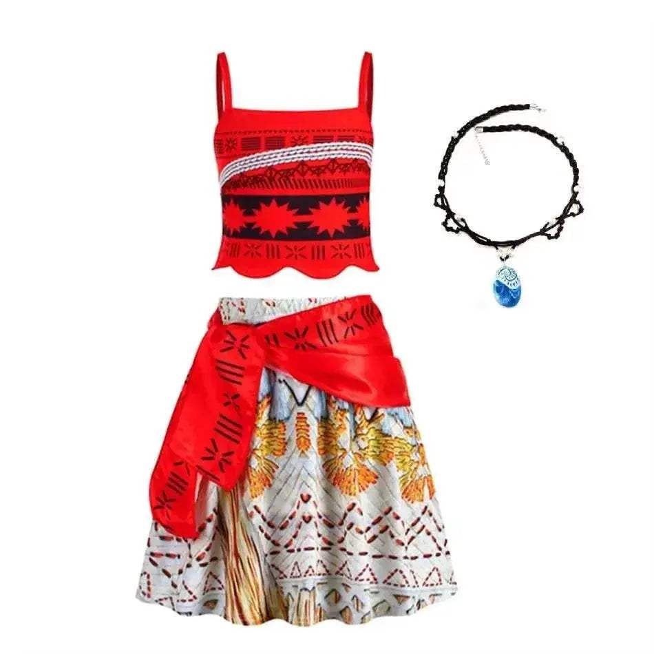 Premium Moana Dress For Girls With Necklace Flower Set - ToylandEU