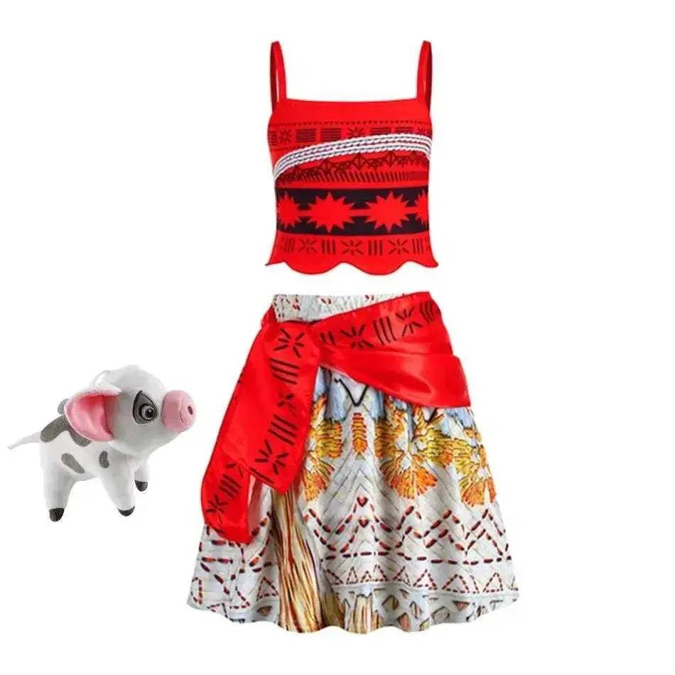 Premium Moana Dress For Girls With Necklace Flower Set - ToylandEU