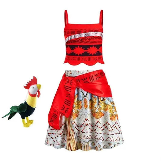 Premium Moana Dress With Necklace Flower Set For Girls - ToylandEU