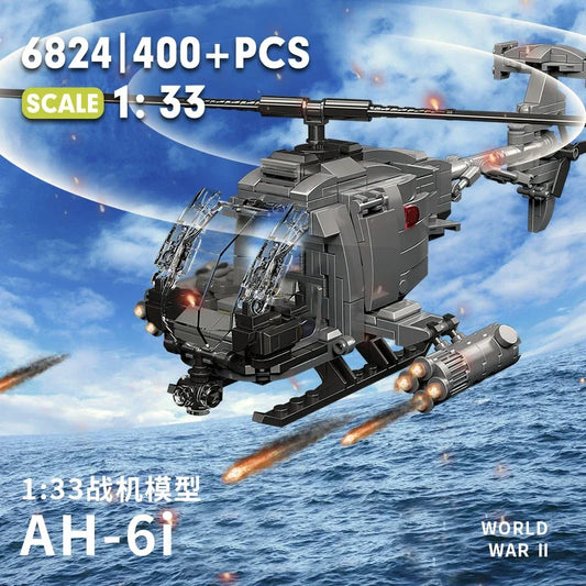 Premium Model Aircraft Kit AH6i Helicopter Fighter With Self Locking Bricks Compatible With Lego For Teens And Adults - ToylandEU