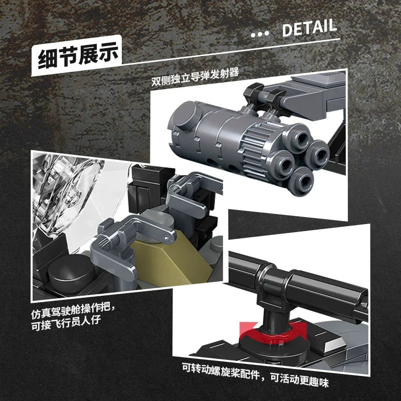 Premium Model Aircraft Kit AH6i Helicopter Fighter With Self Locking Bricks Compatible With Lego For Teens And Adults - ToylandEU