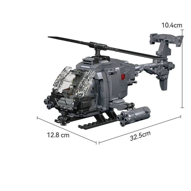 Premium Model Aircraft Kit AH6i Helicopter Fighter With Self Locking Bricks Compatible With Lego For Teens And Adults - ToylandEU