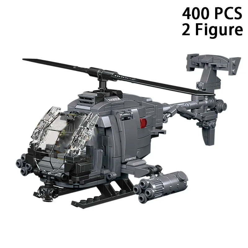 Premium Model Aircraft Kit AH6i Helicopter Fighter With Self Locking Bricks Compatible With Lego For Teens And Adults - ToylandEU