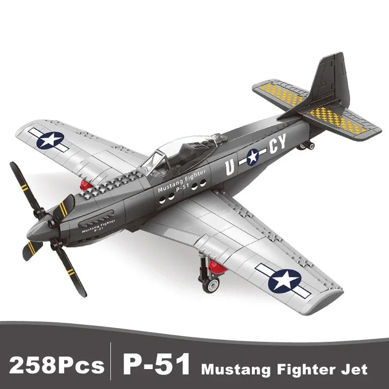 Premium Model Building Blocks P 51 Mustang Fighter Jets Self Locking Bricks Military Aircraft Ideal Gift for Adults - ToylandEU
