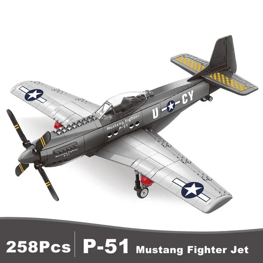 Premium Model Building Blocks P 51 Mustang Fighter Jets Self Locking Bricks Military Aircraft Ideal Gift for Adults - ToylandEU
