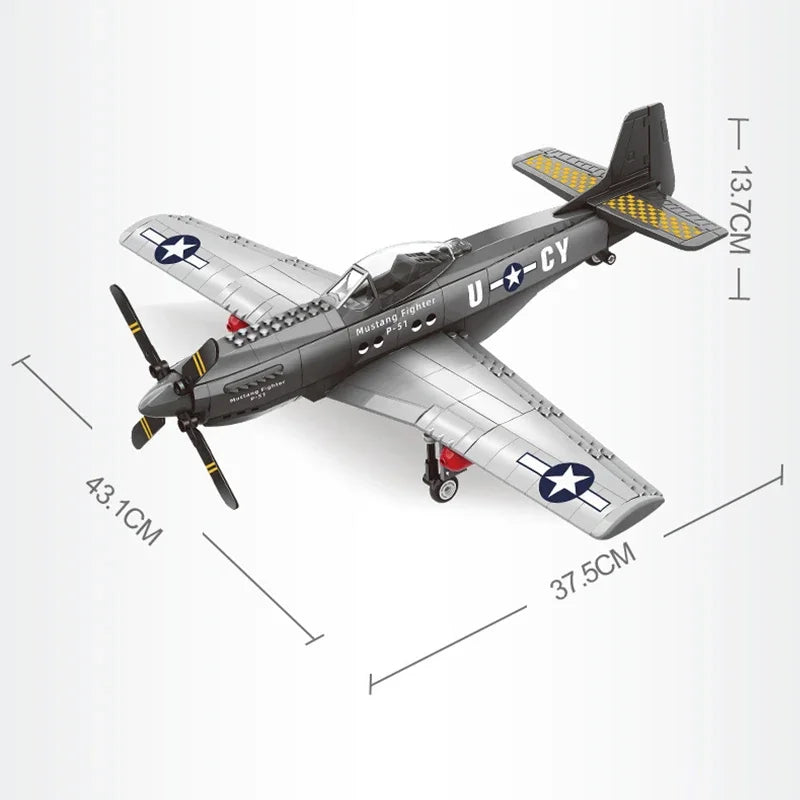 Premium Model Building Blocks P 51 Mustang Fighter Jets Self Locking Bricks Military Aircraft Ideal Gift for Adults - ToylandEU