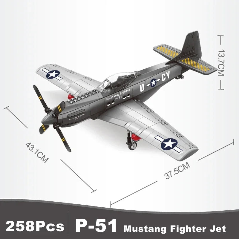 Premium Model Building Blocks P 51 Mustang Fighter Jets Self Locking Bricks Military Aircraft Ideal Gift for Adults - ToylandEU