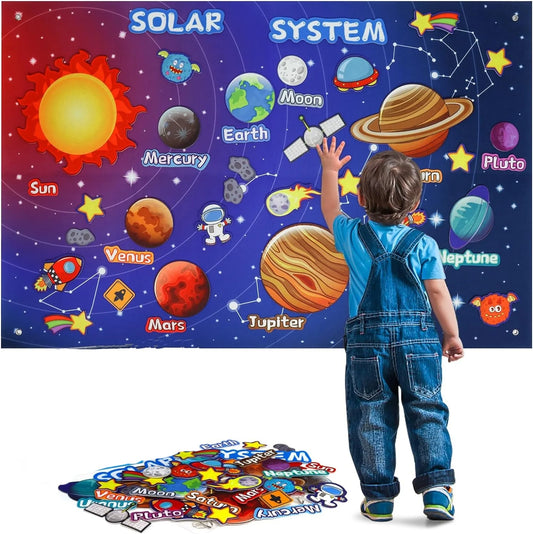 Premium Montessori Felt Board Kit Oversize Solar System With 41 Felt Figures 43x29 Inches - ToylandEU