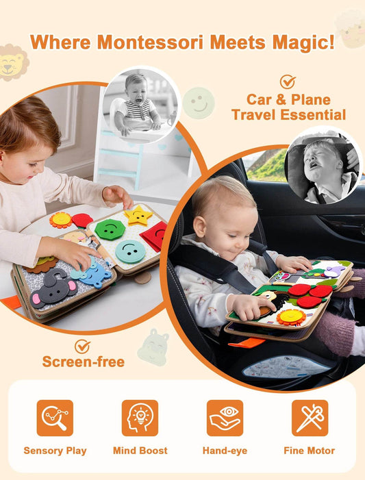 Premium Montessori Toy Giraffe Busy Board 3D Felt Book for Fine Motor Skills Development in Children Aged 3 to 6 - ToylandEU