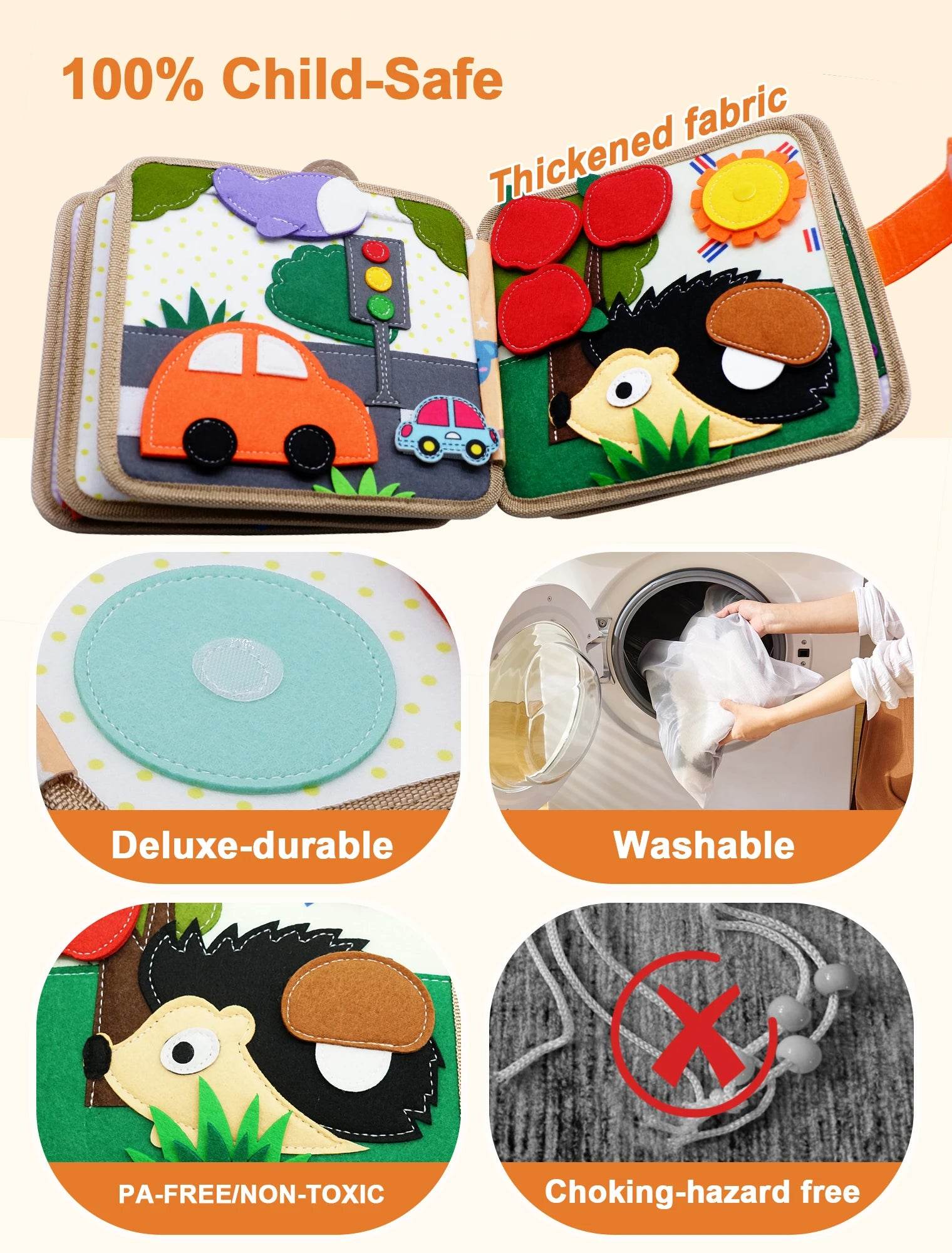 Premium Montessori Toy Giraffe Busy Board 3D Felt Book for Fine Motor Skills Development in Children Aged 3 to 6 - ToylandEU