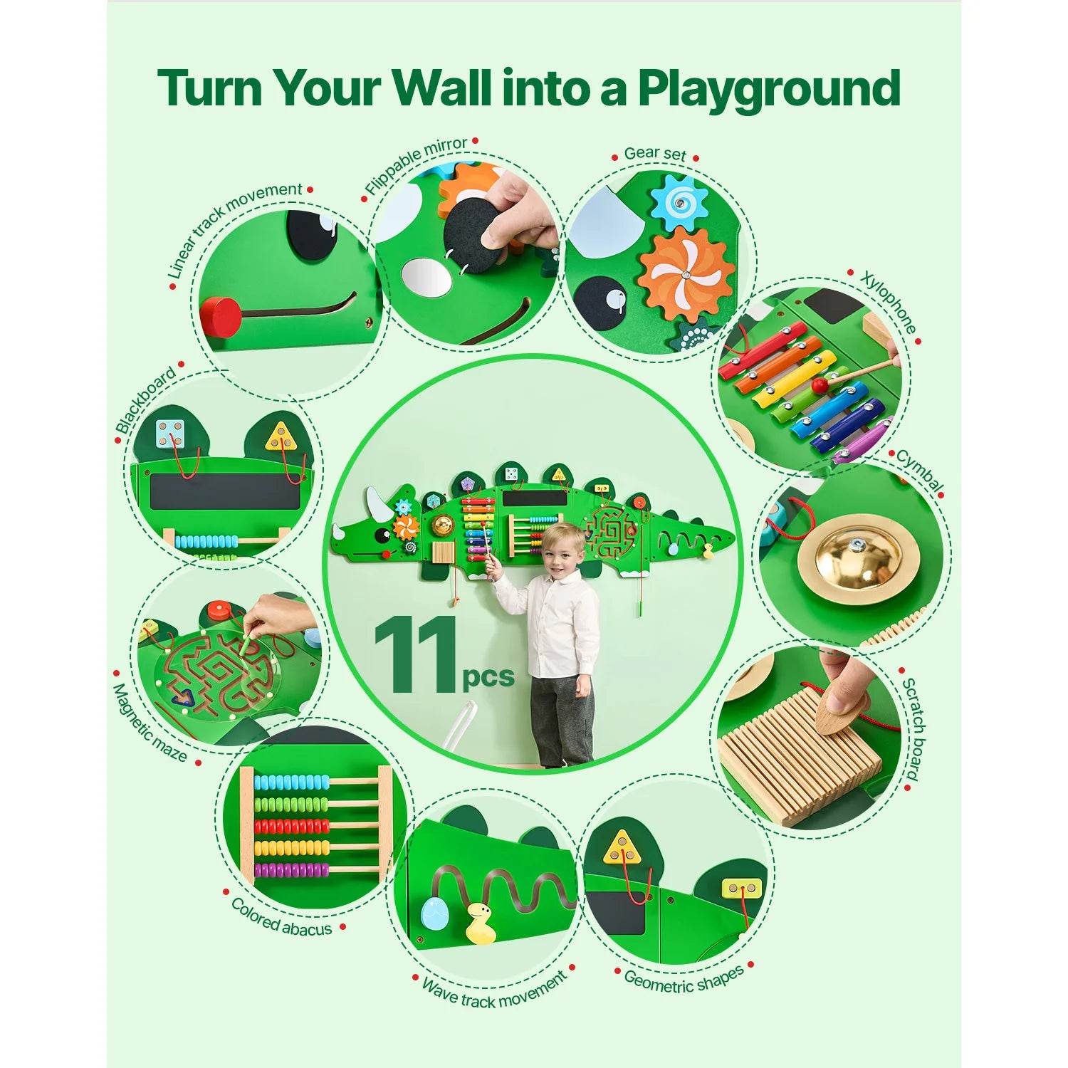 Premium Montessori Wall Panel With Dinosaur Theme For Kids - ToylandEU